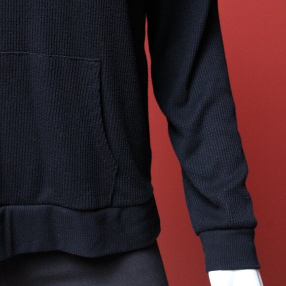 Pink Rose Black Waffle Hoodie - Picture 3 of 8